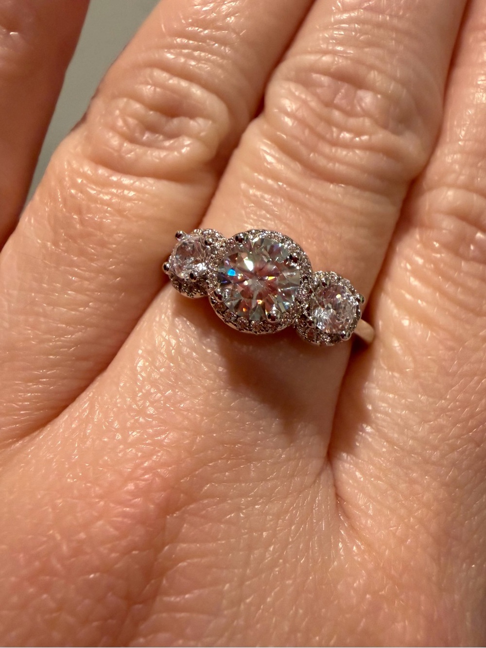NWT Classic Three-Stone GRA MOISSANITE s925 Sterling Silver Size 9 - Picture 9 of 9